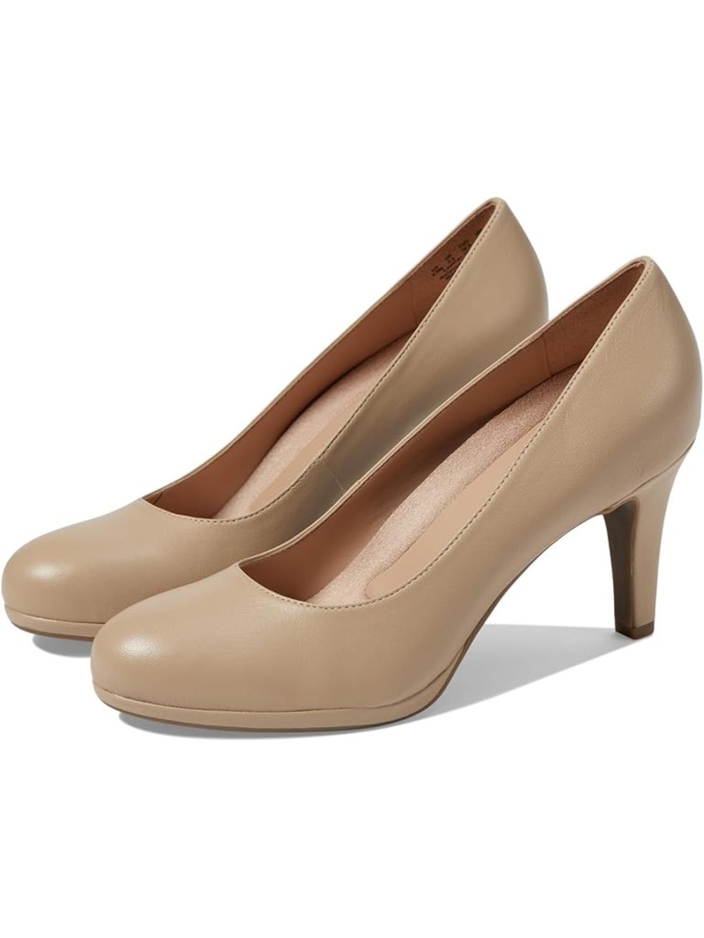 Rockport Women's Beige Round-Toe Leather Pumps Nude Leather